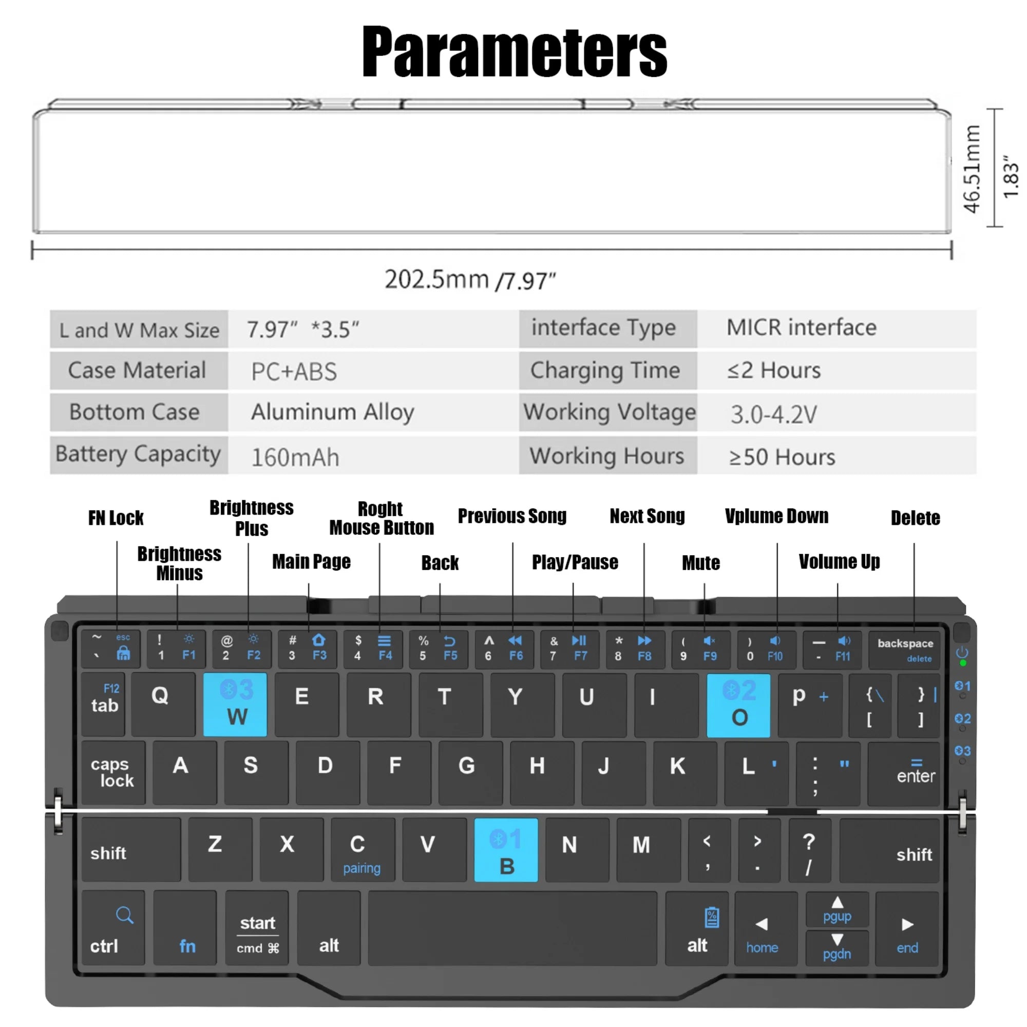 FlexType Pro™ Foldable Keyboard